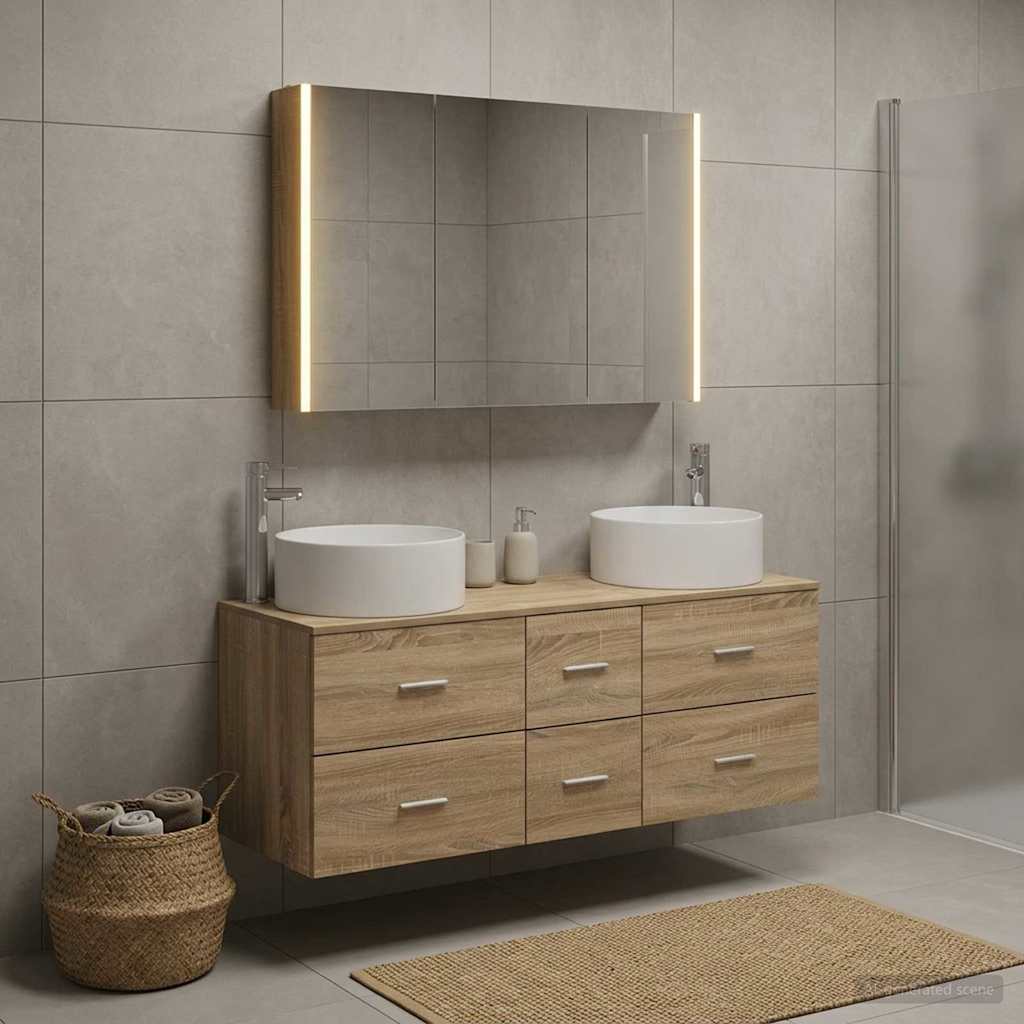 Bathroom Furniture Set 4 pcs Sonoma Oak