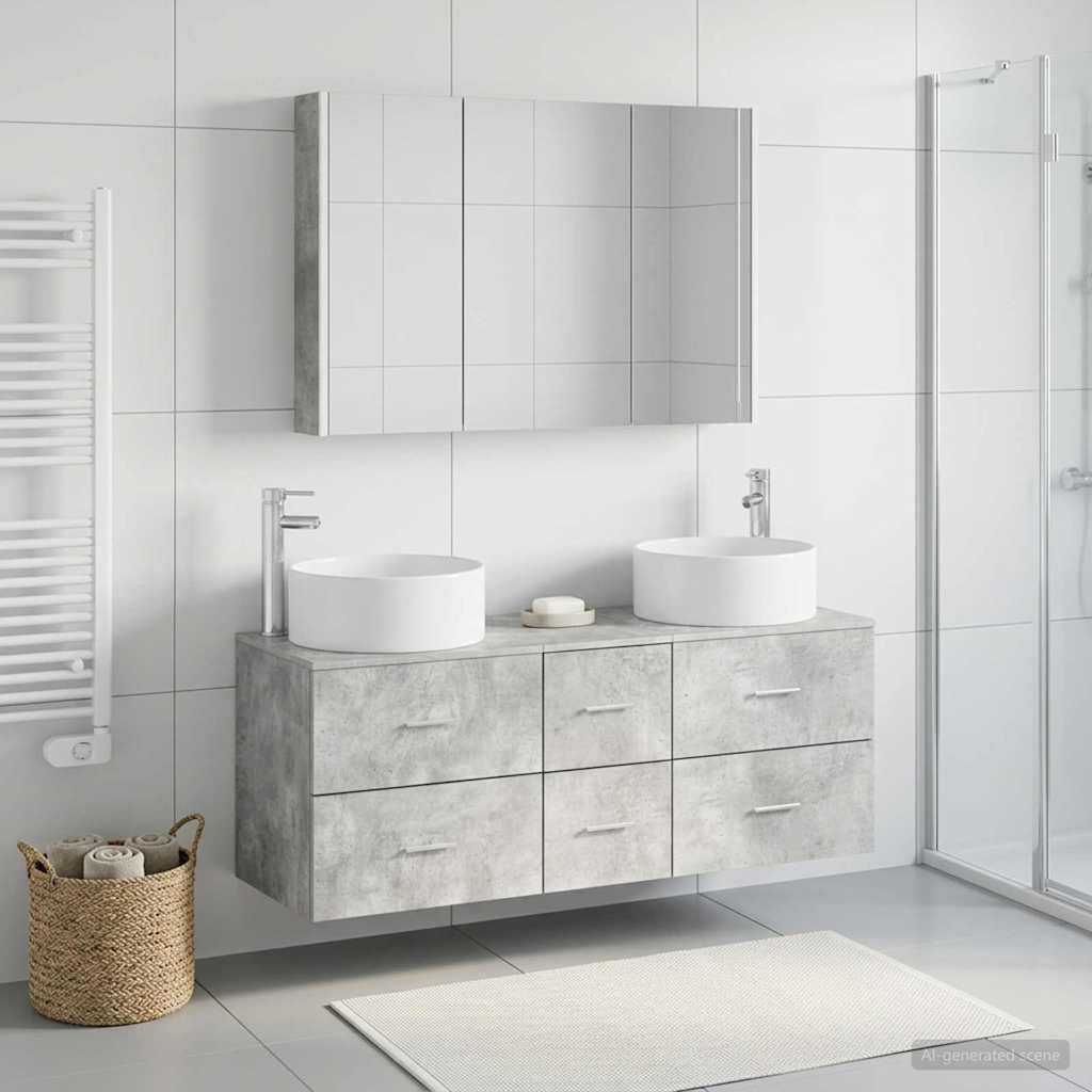 Bathroom Furniture Set 4 pcs Concrete Grey