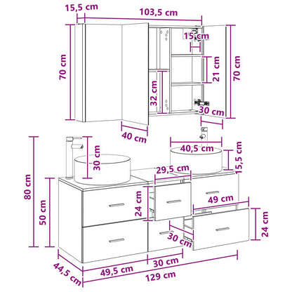 Bathroom Furniture Set 4 pcs Concrete Grey