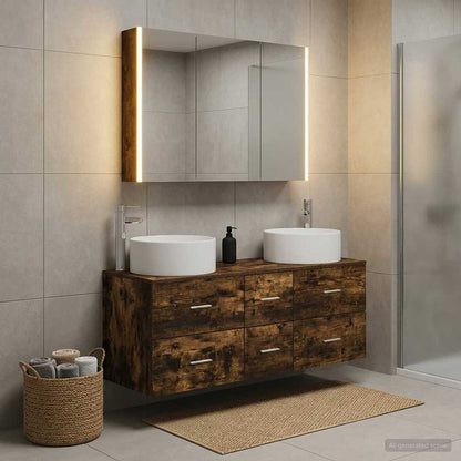 Bathroom Furniture Set 4 pcs Smoked Oak