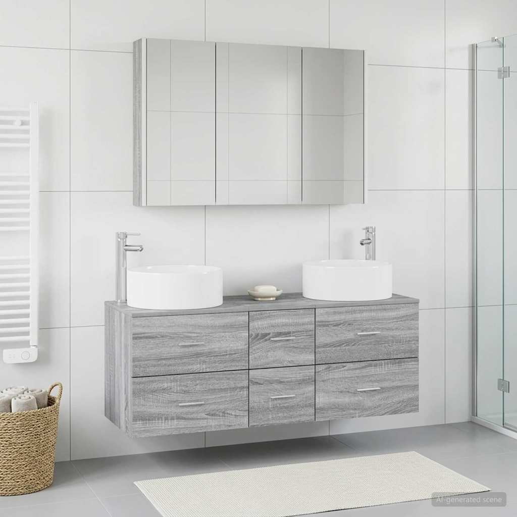 Bathroom Furniture Set 4 pcs Grey Sonoma
