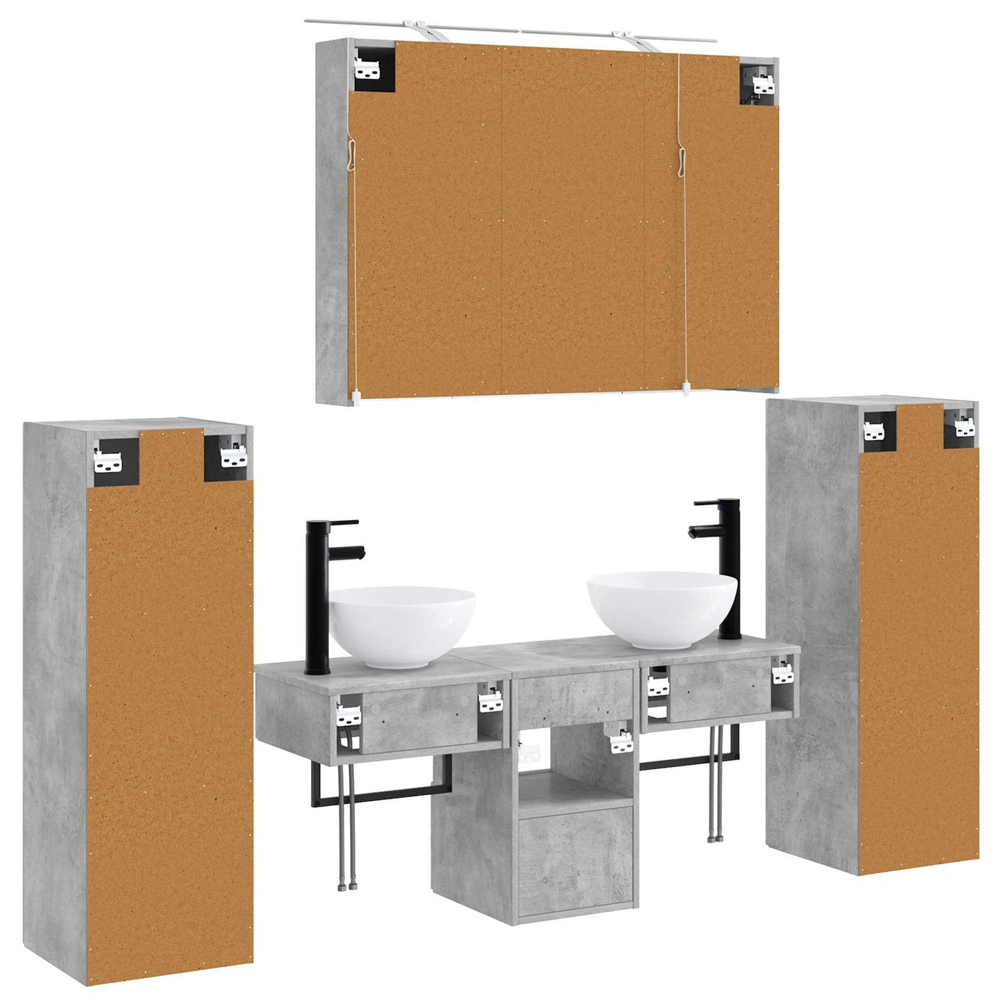 Bathroom Furniture Set 6 pcs Concrete Grey