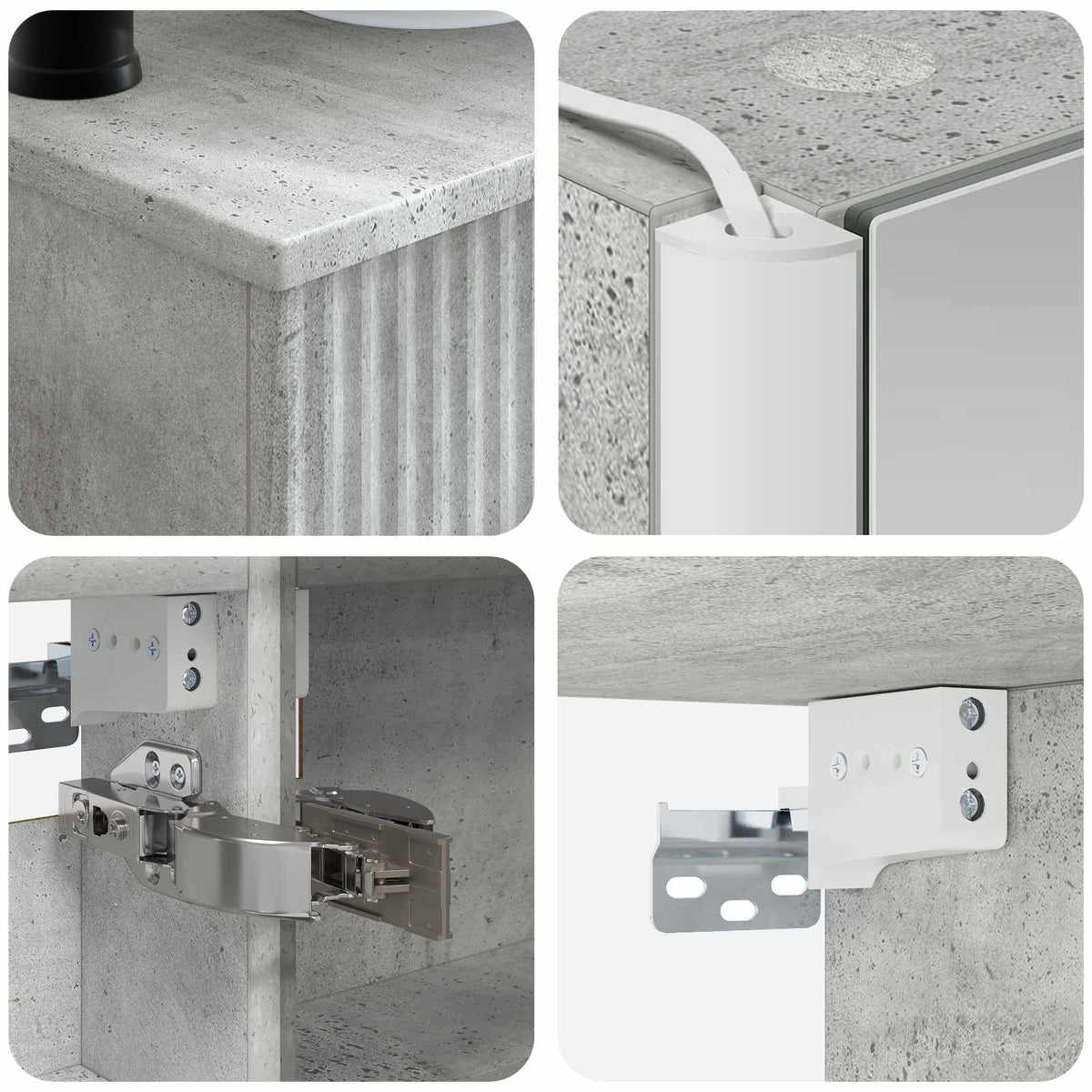 Bathroom Furniture Set 6 pcs Concrete Grey