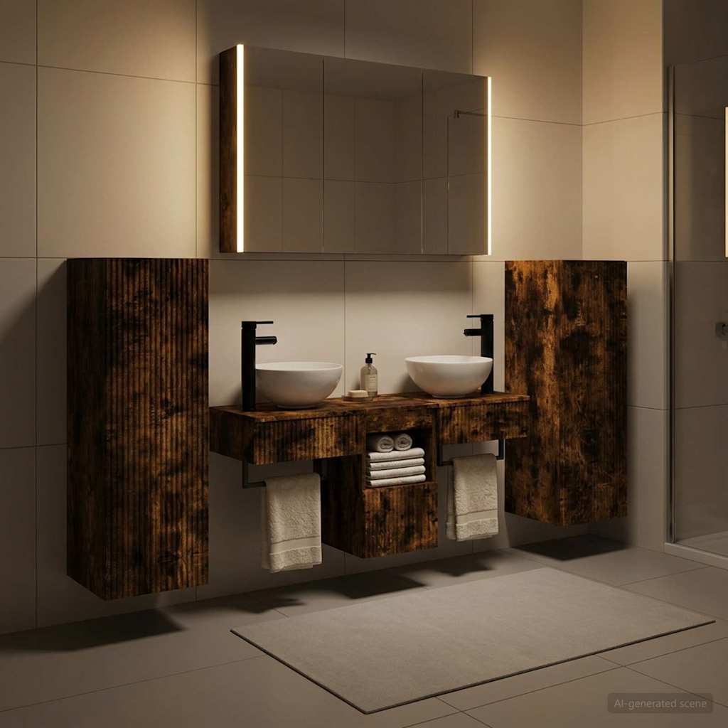 Bathroom Furniture Set 6 pcs Smoked Oak