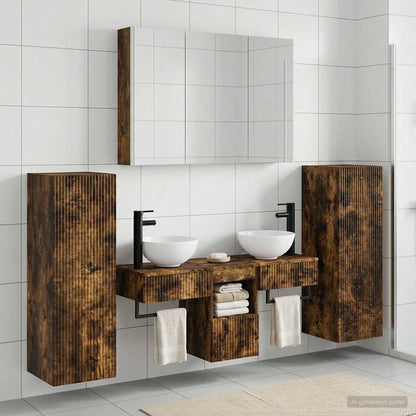 Bathroom Furniture Set 6 pcs Smoked Oak