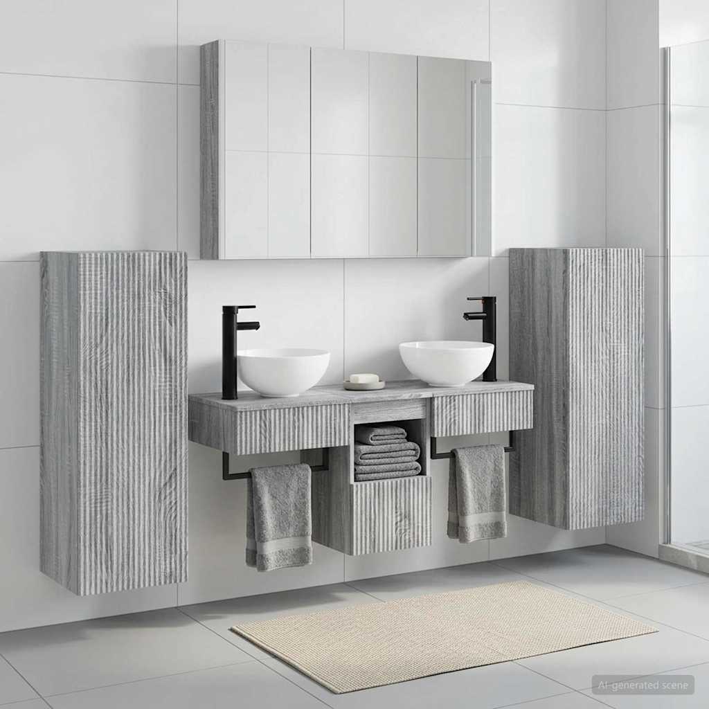 Bathroom Furniture Set 6 pcs Grey Sonoma