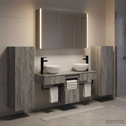 Bathroom Furniture Set 6 pcs Grey Sonoma