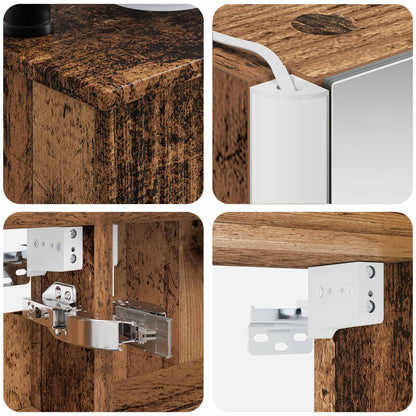 Bathroom Furniture Set 6 pcs Old Wood Engineered Wood and Glass
