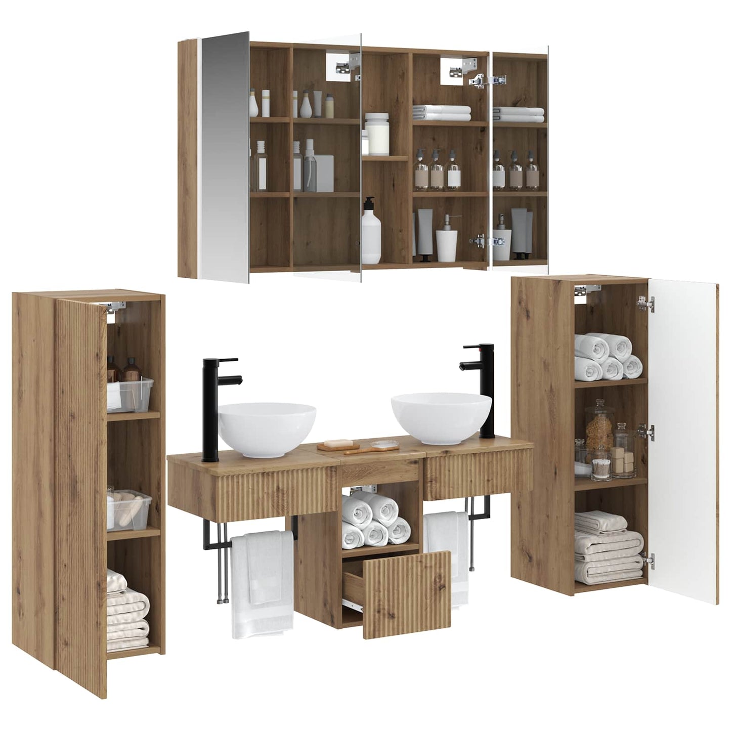 Bathroom Furniture Set 6 pcs Artisan Oak