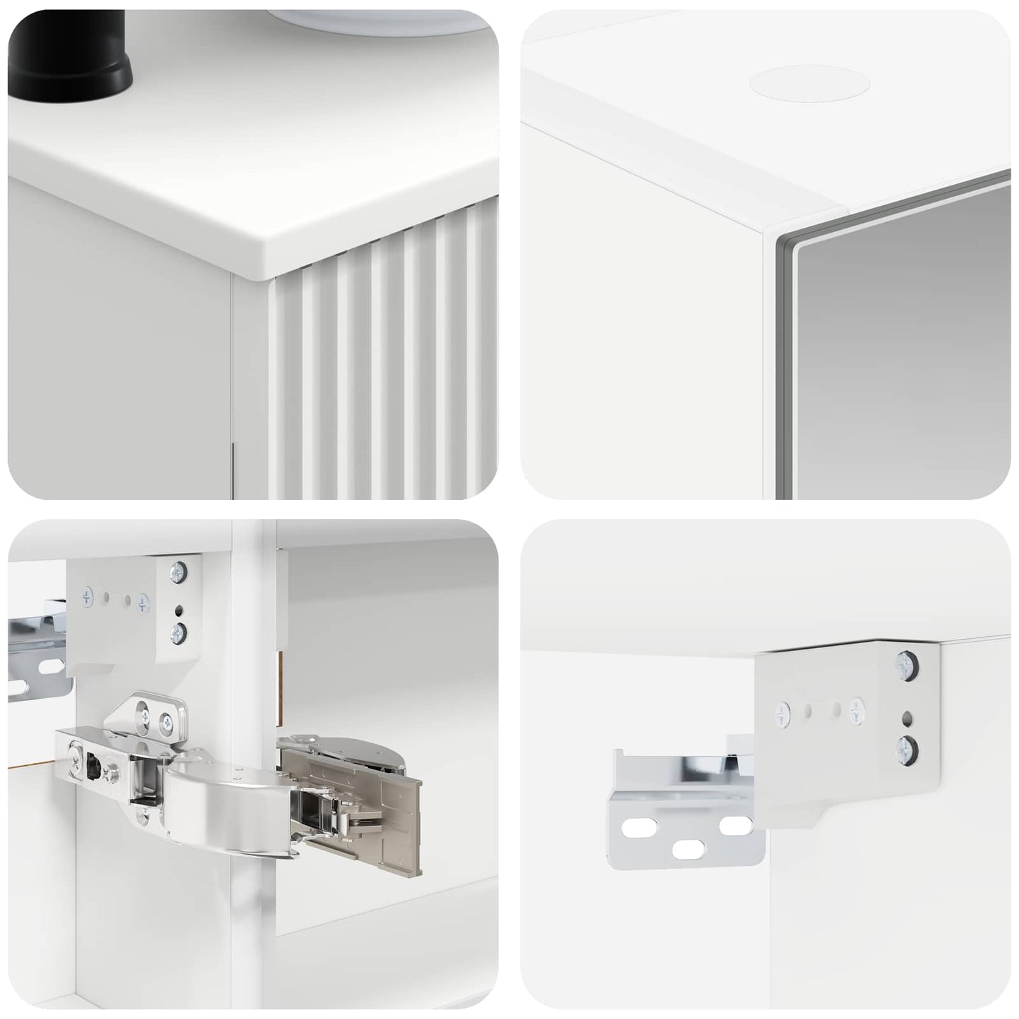 Bathroom Furniture Set 6 pcs White Engineered Wood and Glass