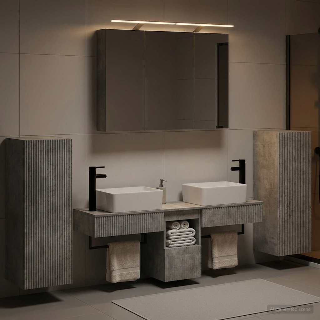 Bathroom Furniture Set 6 pcs Concrete Grey