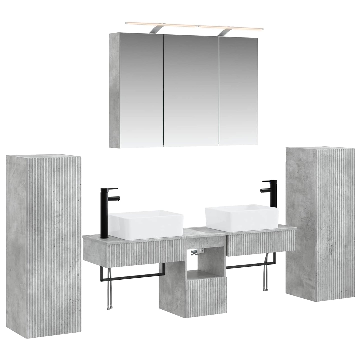 Bathroom Furniture Set 6 pcs Concrete Grey