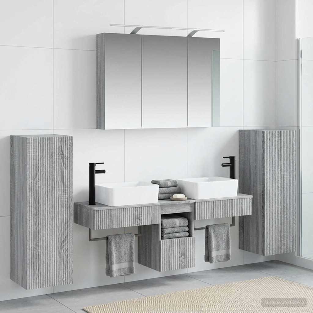 Bathroom Furniture Set 6 pcs Grey Sonoma