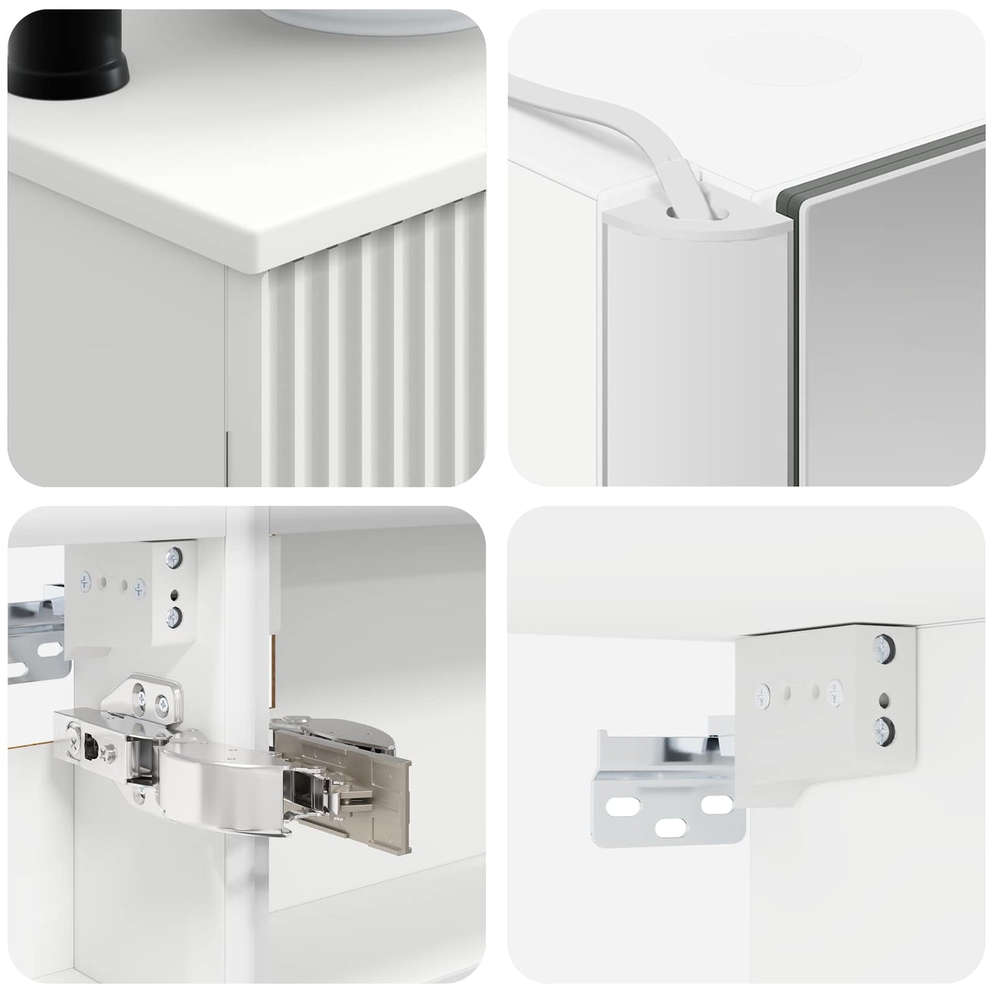 Bathroom Furniture Set 6 pcs White Engineered Wood and Glass