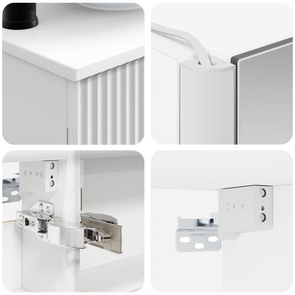 Bathroom Furniture Set 6 pcs White Engineered Wood and Glass