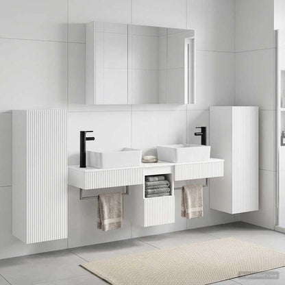 Bathroom Furniture Set 6 pcs White Engineered Wood and Glass