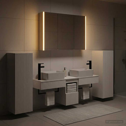 Bathroom Furniture Set 6 pcs White Engineered Wood and Glass
