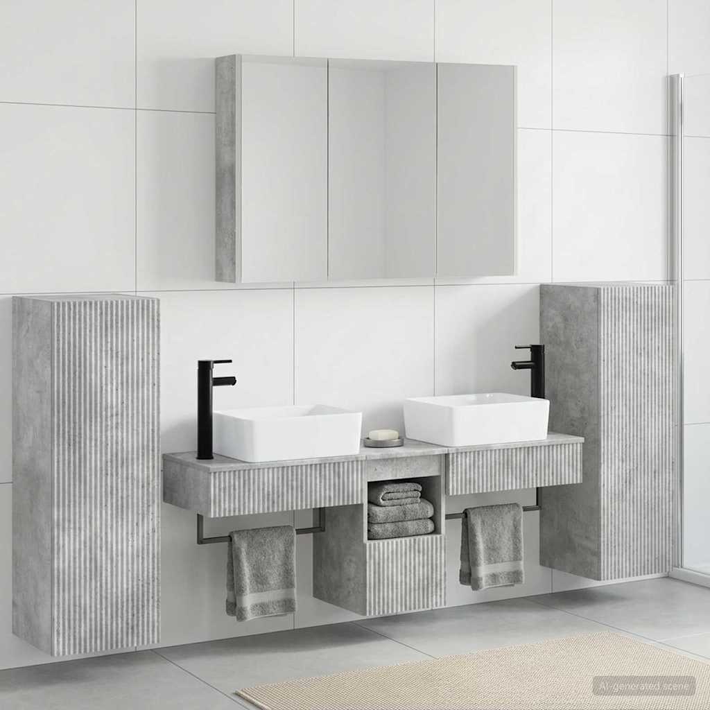 Bathroom Furniture Set 6 pcs Concrete Grey