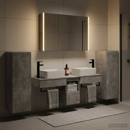 Bathroom Furniture Set 6 pcs Concrete Grey