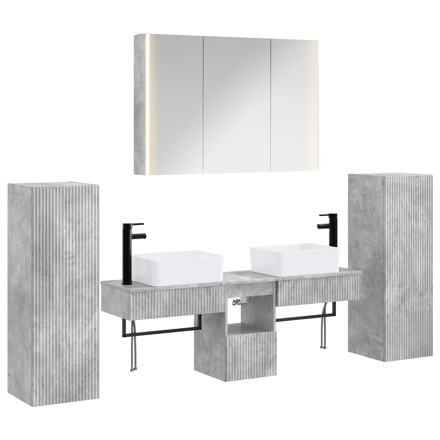 Bathroom Furniture Set 6 pcs Concrete Grey
