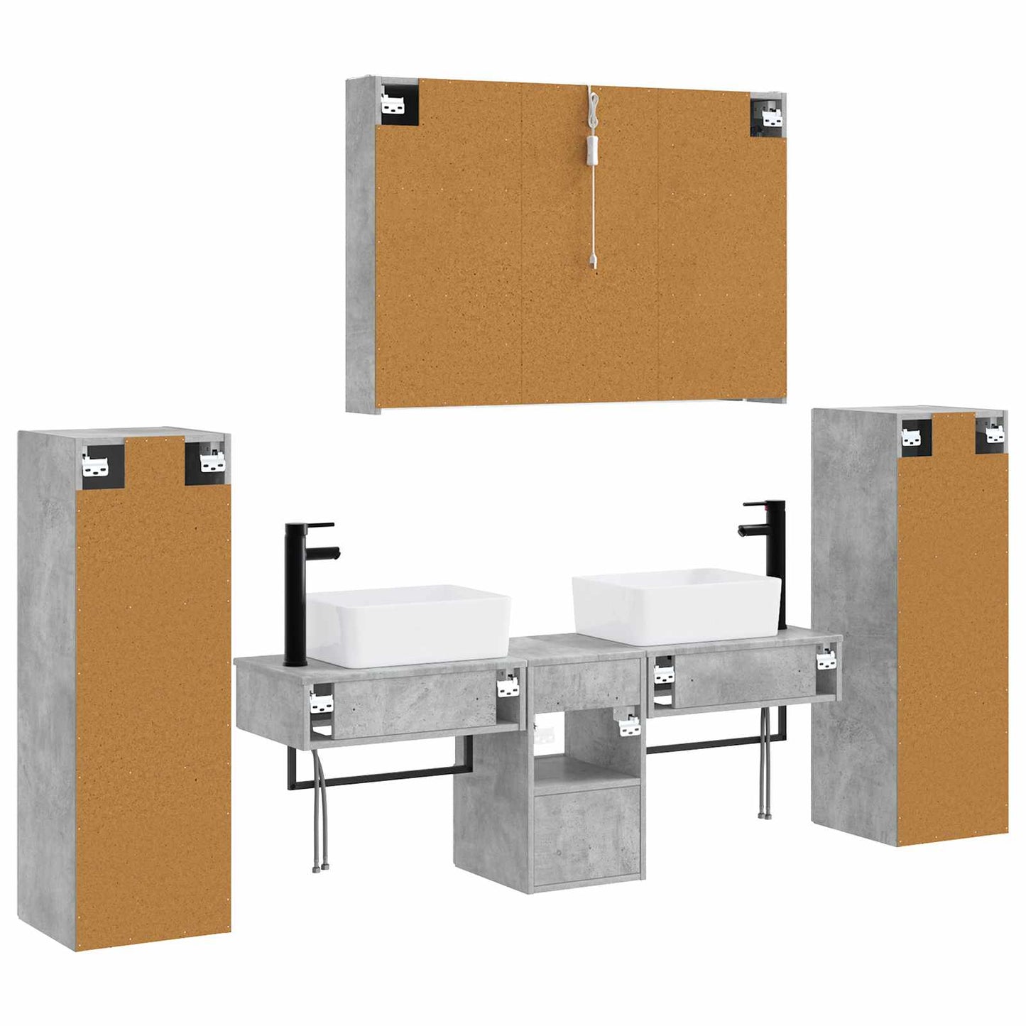 Bathroom Furniture Set 6 pcs Concrete Grey