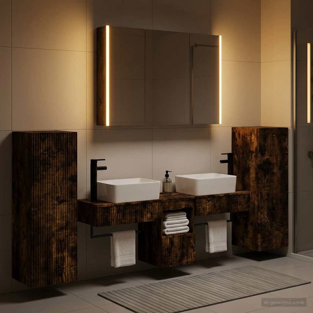 Bathroom Furniture Set 6 pcs Smoked Oak