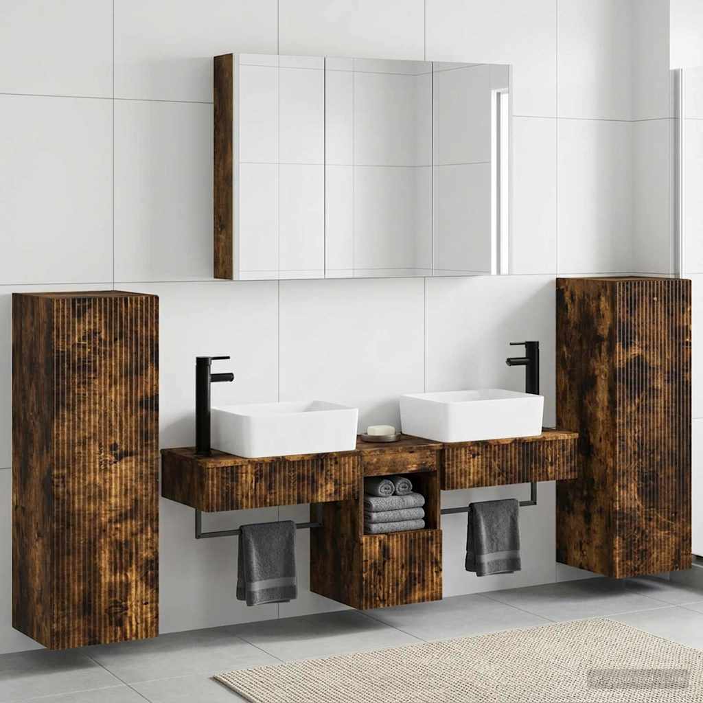 Bathroom Furniture Set 6 pcs Smoked Oak
