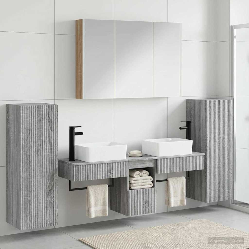 Bathroom Furniture Set 6 pcs Grey Sonoma