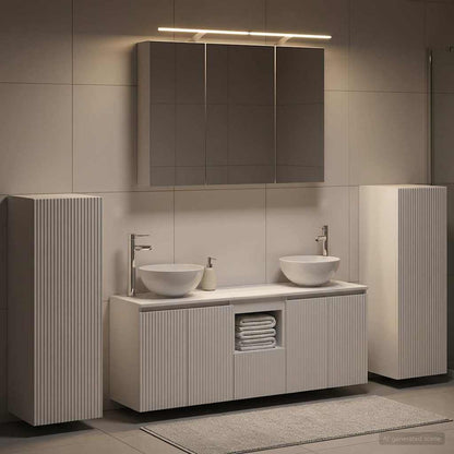 Bathroom Furniture Set 6 pcs White Engineered Wood and Glass