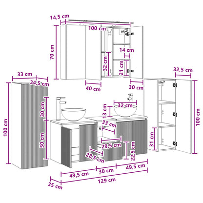 Bathroom Furniture Set 6 pcs Sonoma Oak
