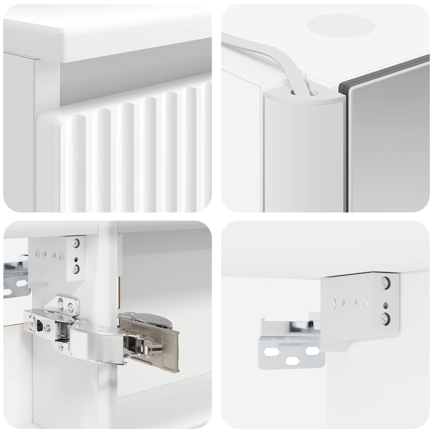 Bathroom Furniture Set 6 pcs White Engineered Wood and Glass