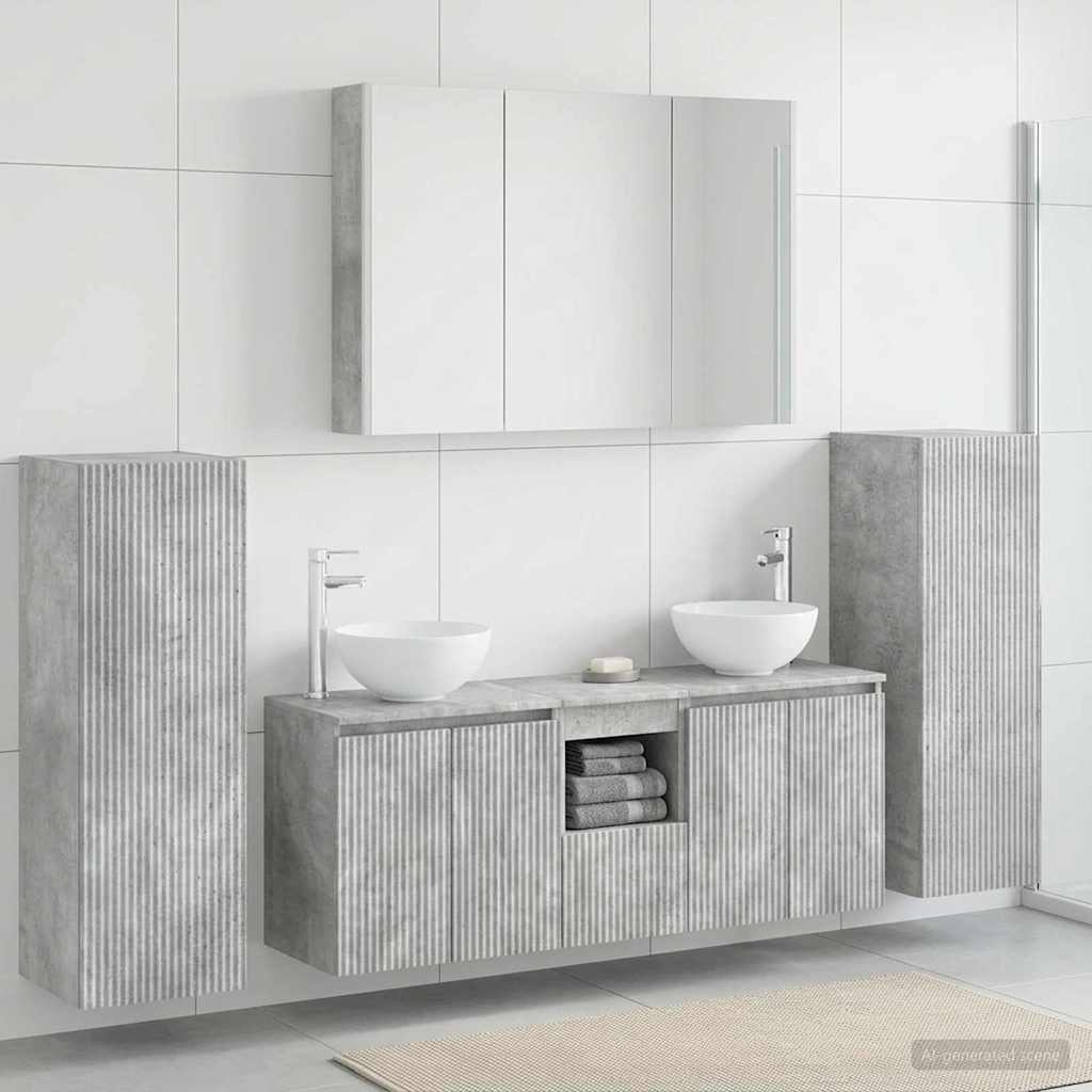 Bathroom Furniture Set 6 pcs Concrete Grey