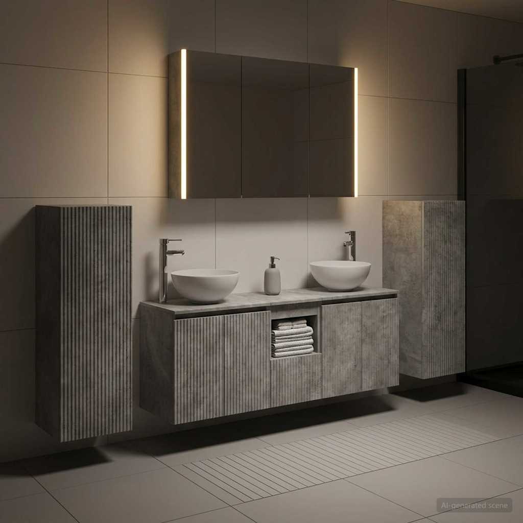 Bathroom Furniture Set 6 pcs Concrete Grey