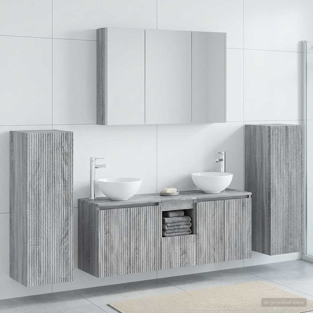Bathroom Furniture Set 6 pcs Grey Sonoma