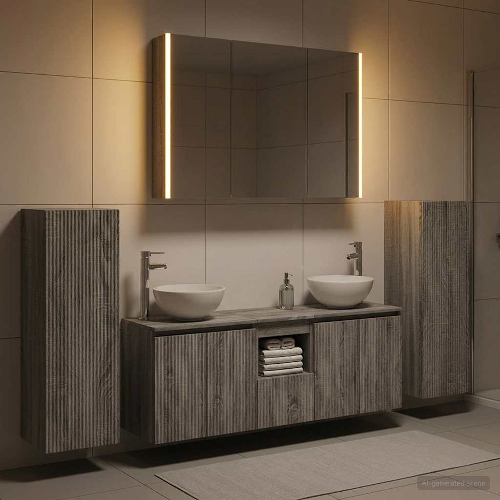 Bathroom Furniture Set 6 pcs Grey Sonoma