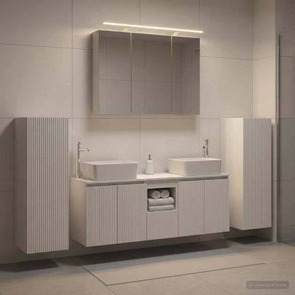 Bathroom Furniture Set 6 pcs White Engineered Wood and Glass