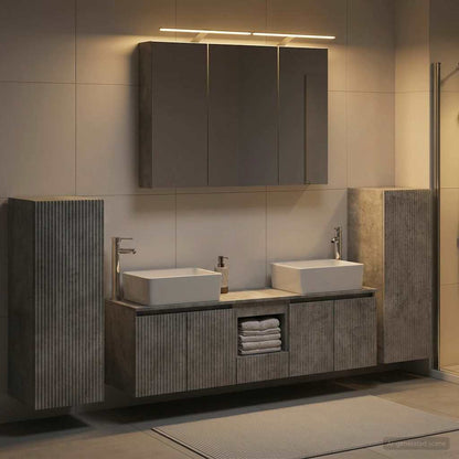 Bathroom Furniture Set 6 pcs Concrete Grey