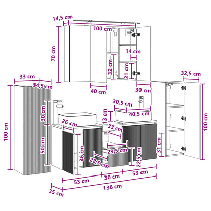 Bathroom Furniture Set 6 pcs Artisan Oak