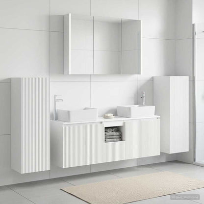 Bathroom Furniture Set 6 pcs White Engineered Wood and Glass