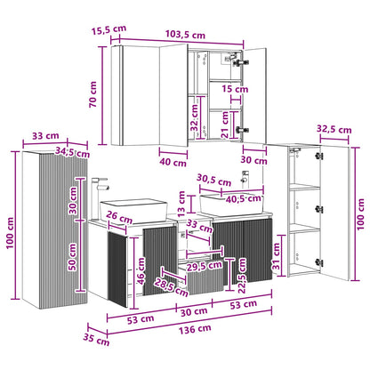Bathroom Furniture Set 6 pcs Sonoma Oak