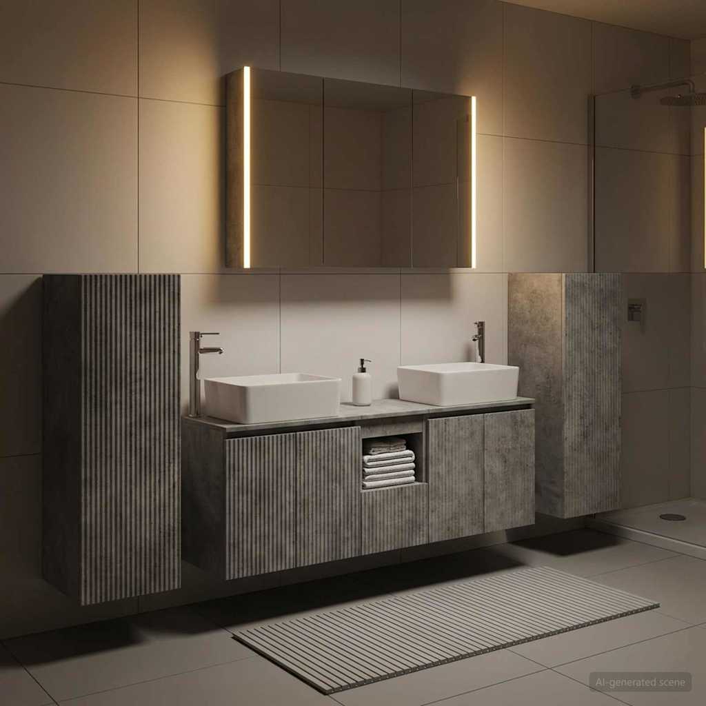 Bathroom Furniture Set 6 pcs Concrete Grey