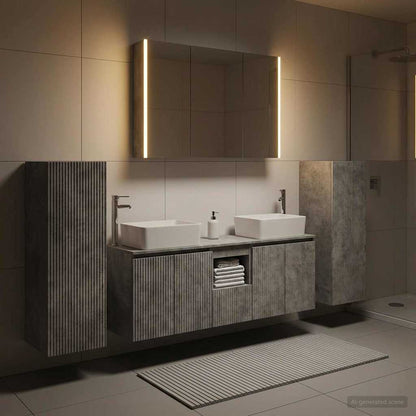 Bathroom Furniture Set 6 pcs Concrete Grey