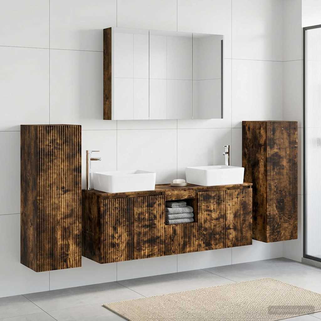 Bathroom Furniture Set 6 pcs Smoked Oak