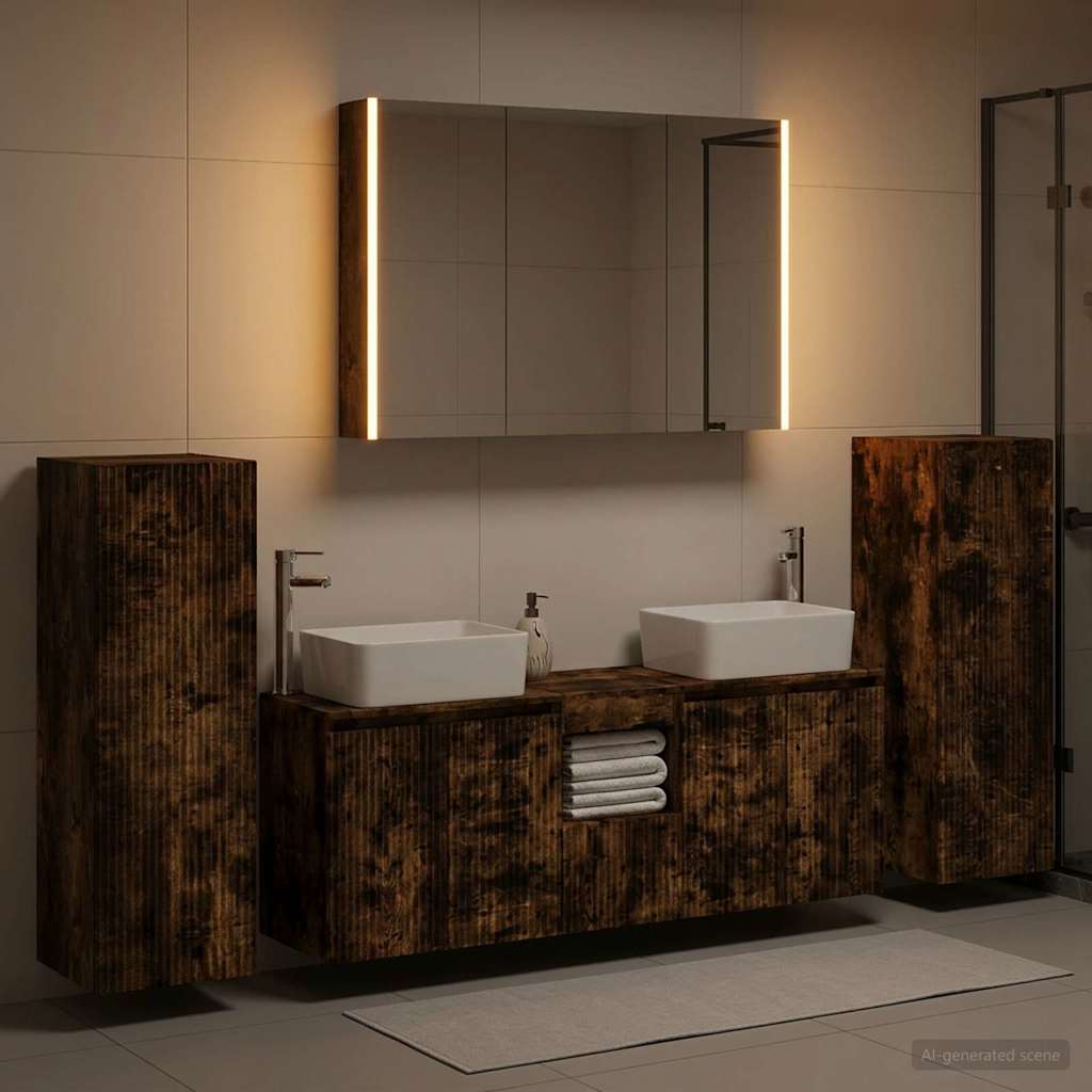 Bathroom Furniture Set 6 pcs Smoked Oak