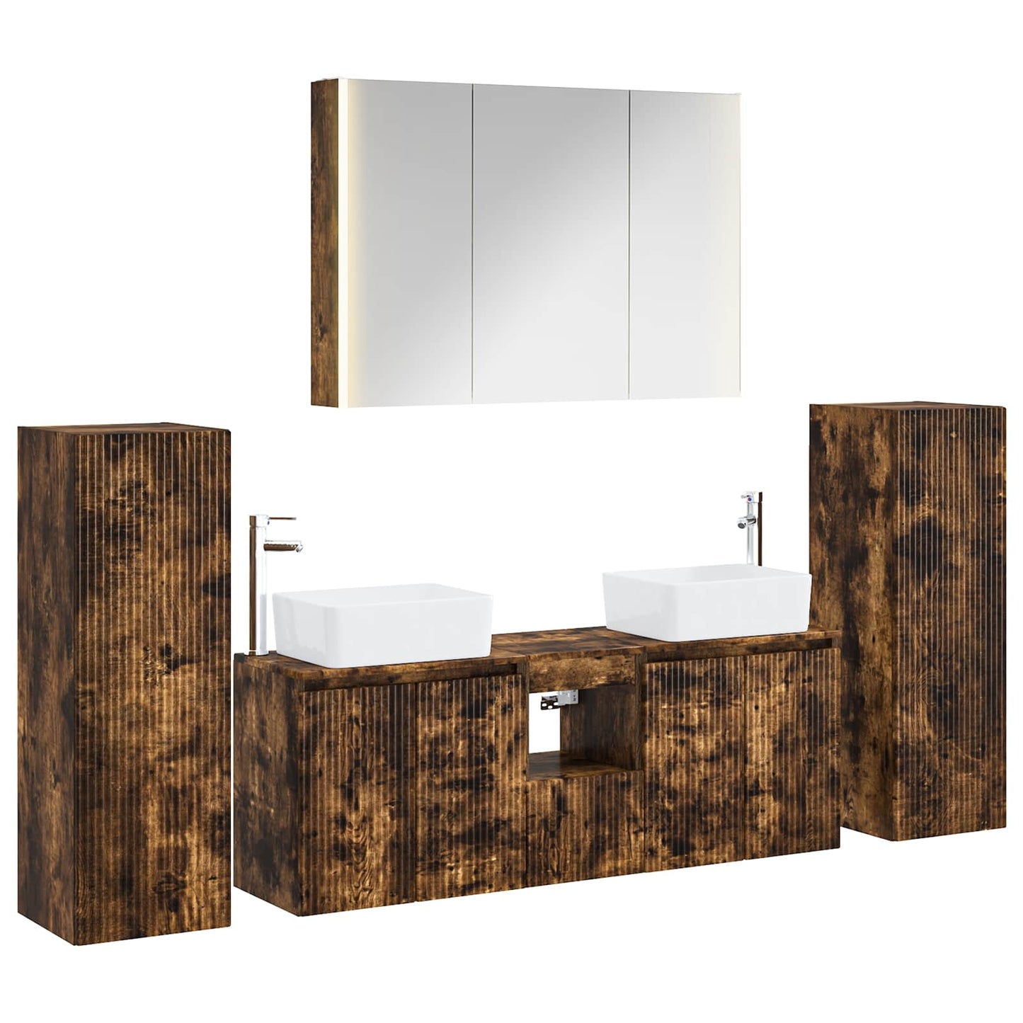 Bathroom Furniture Set 6 pcs Smoked Oak