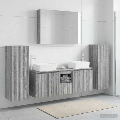 Bathroom Furniture Set 6 pcs Grey Sonoma