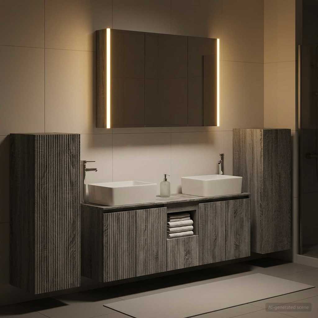 Bathroom Furniture Set 6 pcs Grey Sonoma