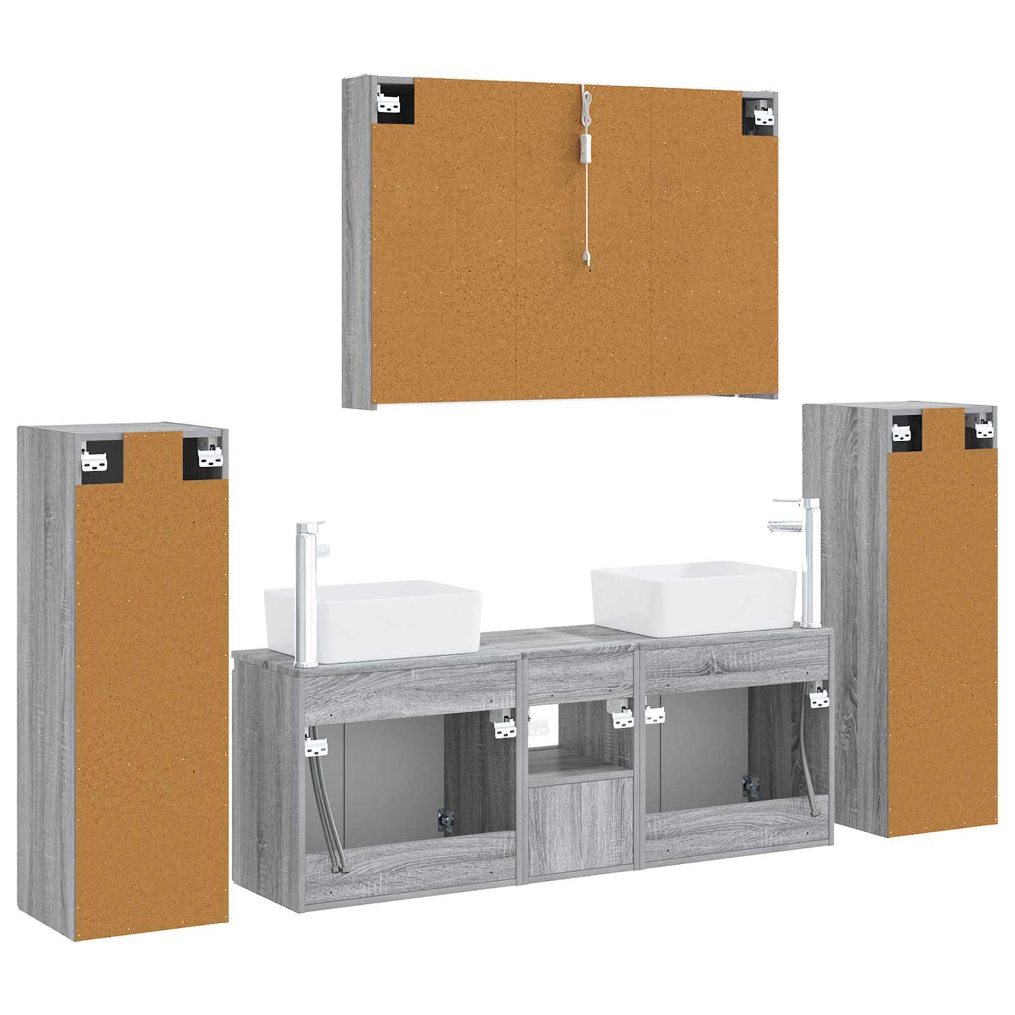 Bathroom Furniture Set 6 pcs Grey Sonoma