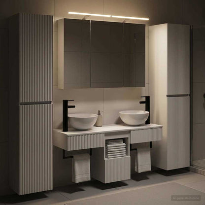 Bathroom Furniture Set 6 pcs White Engineered Wood and Glass