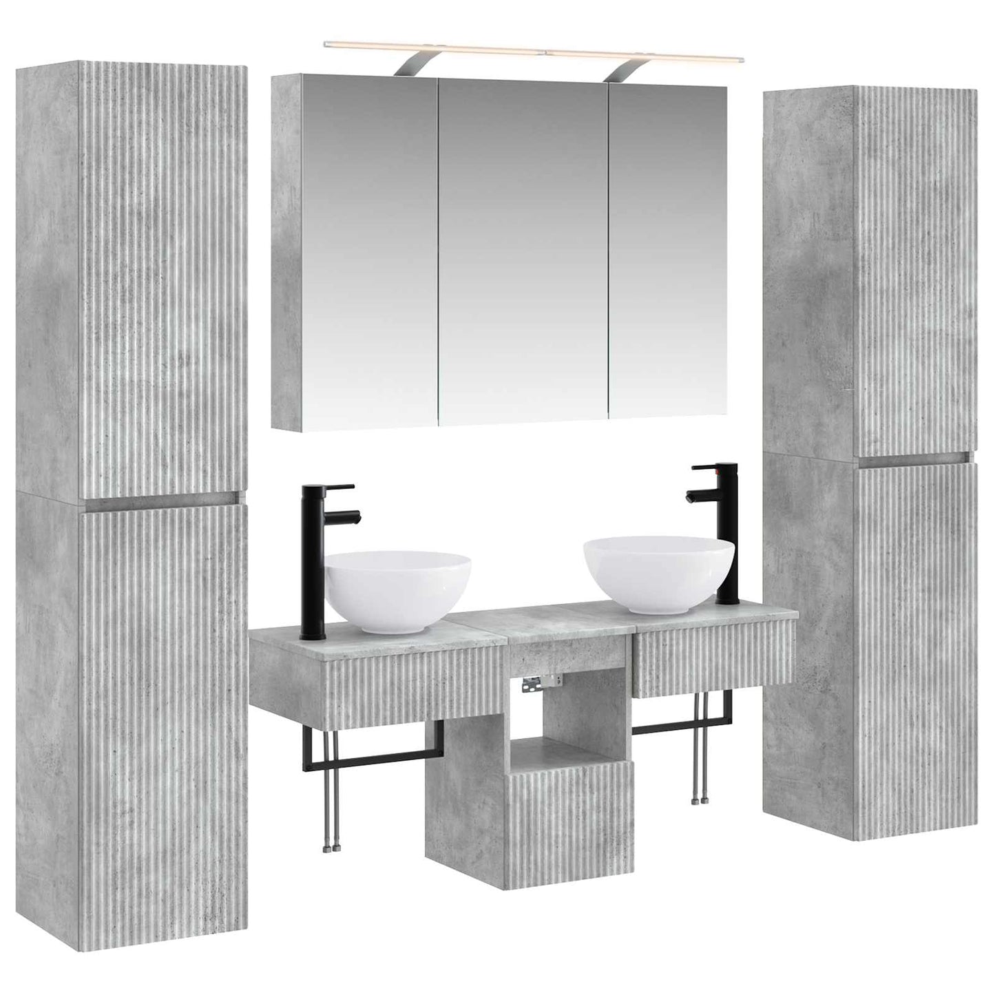 Bathroom Furniture Set 6 pcs Concrete Grey